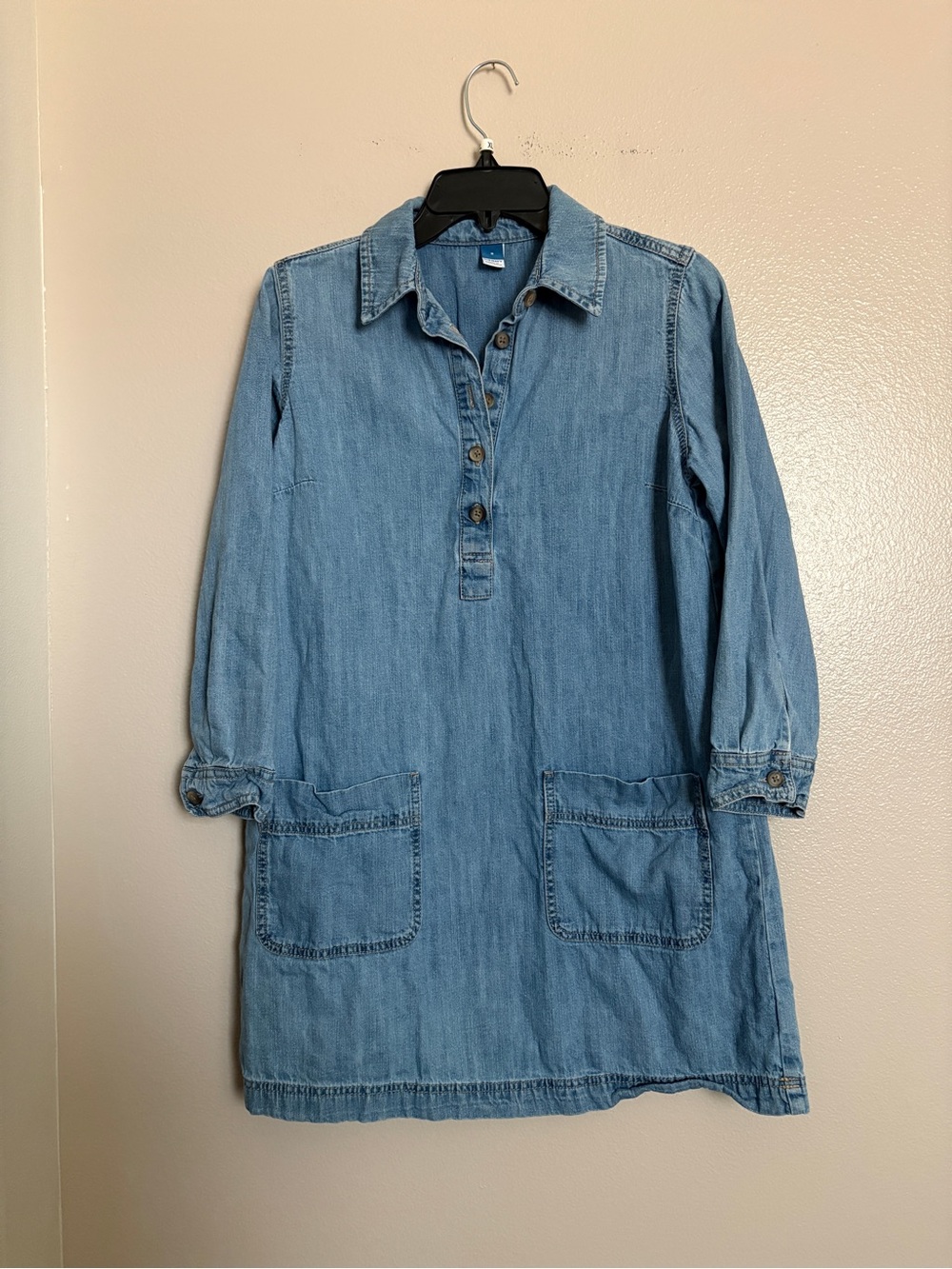 Old Navy Women’s Light Blue Denim Dress Sleeved Pockets Jumper Western  Small - Picture 2 of 6